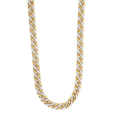 Men’s Lab Grown Diamond Miami Cuban Necklace in 10K Yellow Gold, 22”	