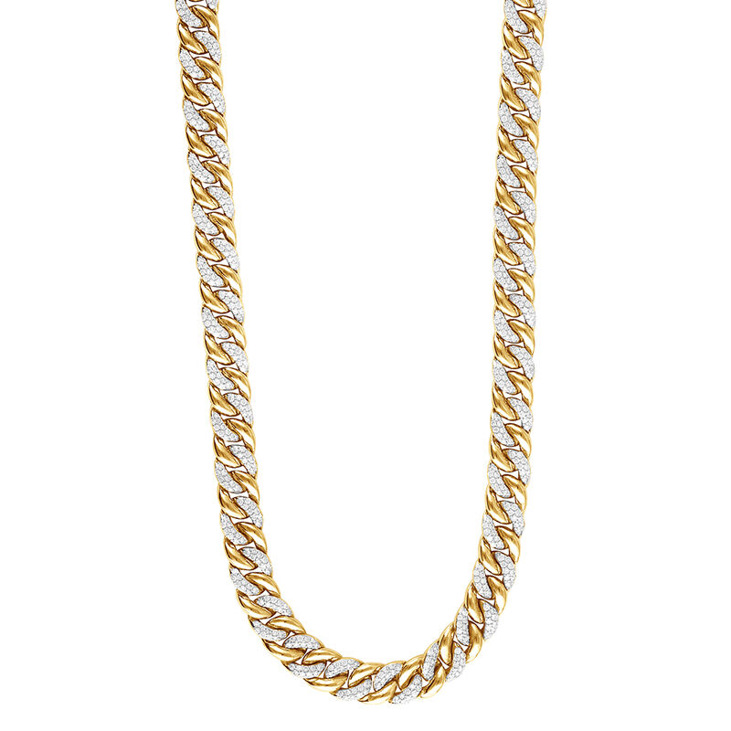 Men&rsquo;s Lab Grown Diamond Miami Cuban Necklace in 10K Yellow Gold, 22&rdquo;	