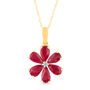 Ruby and Diamond Accent Flower Pendant in 10K Gold