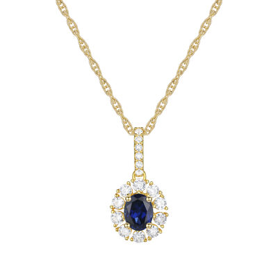 Blue Sapphire and Diamond Pendant in 10K Yellow Gold (1/4 ct. tw.)
