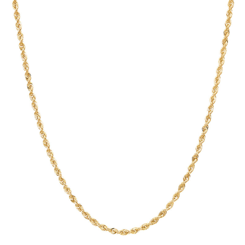 Glitter Rope Chain Necklace in 14K Yellow Gold, 2mm, 22&rdquo; 