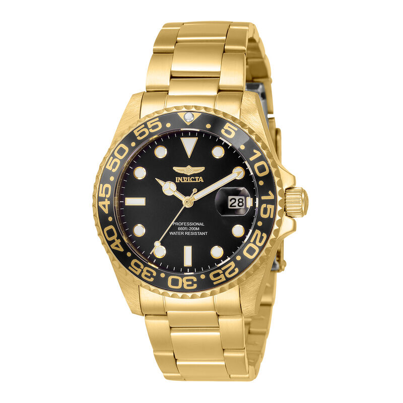 Pro Diver Black Women&rsquo;s Watch in Gold-Tone Ion-Plated Stainless Steel
