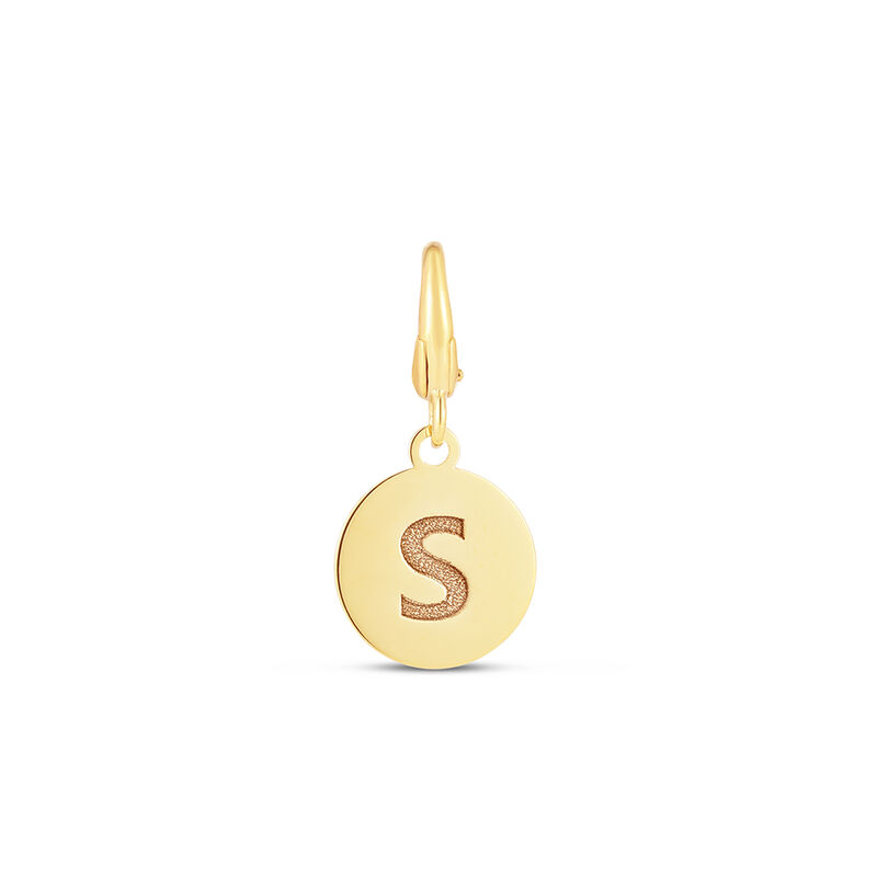 Initial Charm Disc with Letter &ldquo;S&rdquo; in 10K Yellow Gold