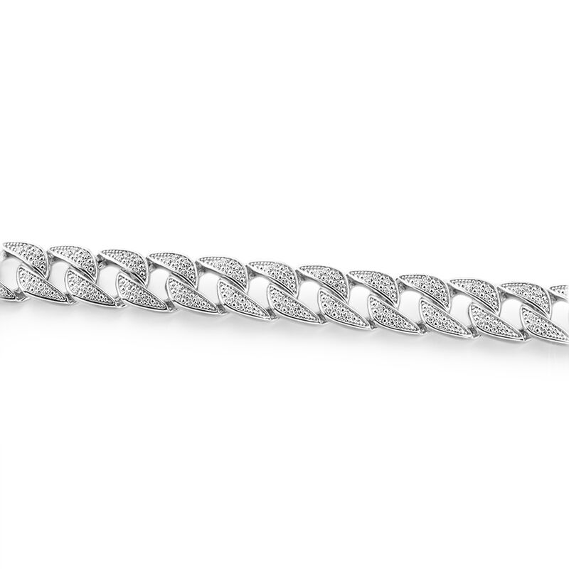 Men&rsquo;s Cuban Link Bracelet with Diamond in Sterling Silver, 8.5&rdquo; &#40;1 ct. tw.&#41;