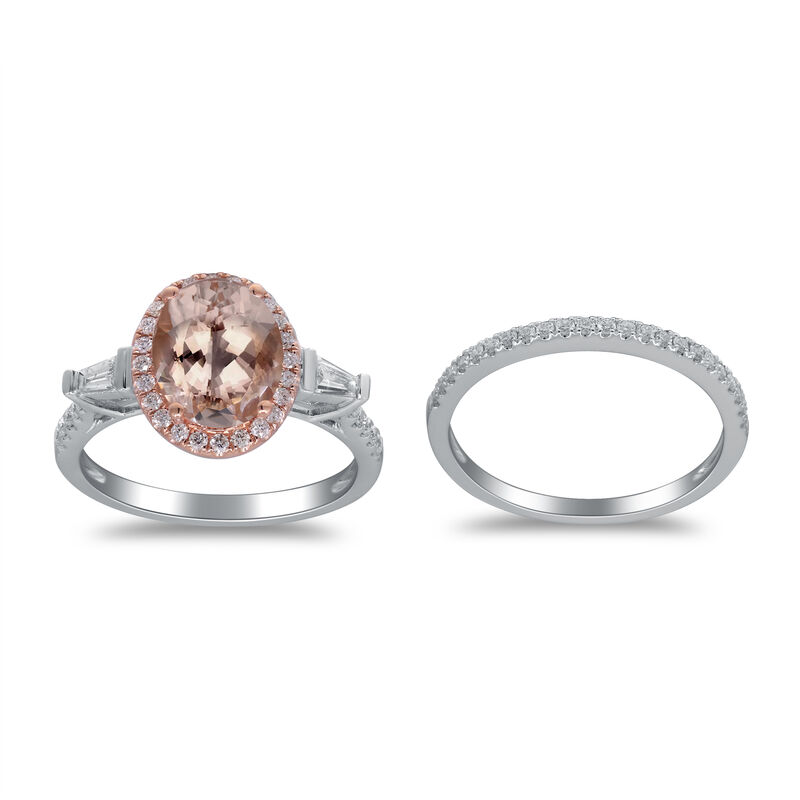 Morganite and Diamond Ring in 14K White Gold and 14K Rose Gold &#40;1/2 ct. tw.&#41;