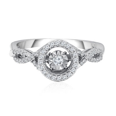 Diamond Halo Promise Ring in Sterling Silver (1/4 ct. tw.)