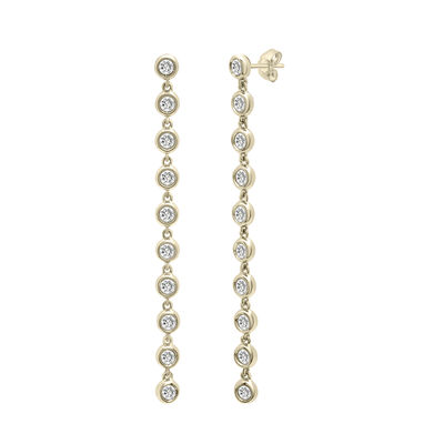 Diamond Bezel Drop Earrings in 10K Yellow Gold (1 ct. tw.)
