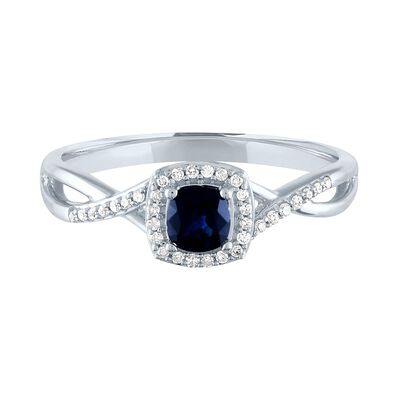 Sapphire & Diamond Promise Ring in 10K White Gold
