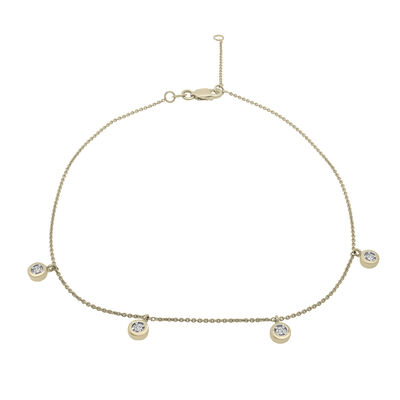 Diamond Accent Anklet with Bezel Setting in 10K Yellow Gold