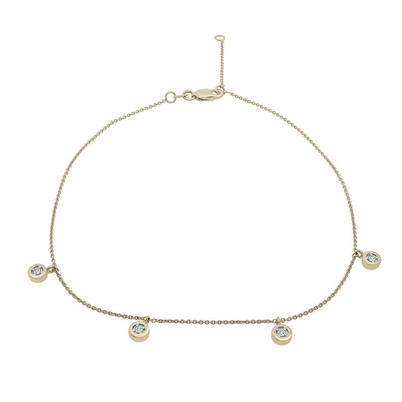 Diamond Accent Anklet with Bezel Setting in 10K Yellow Gold