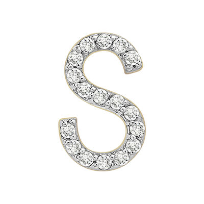 Single-Letter Stud Earring “S” with Diamond Accents in 10K Yellow Gold