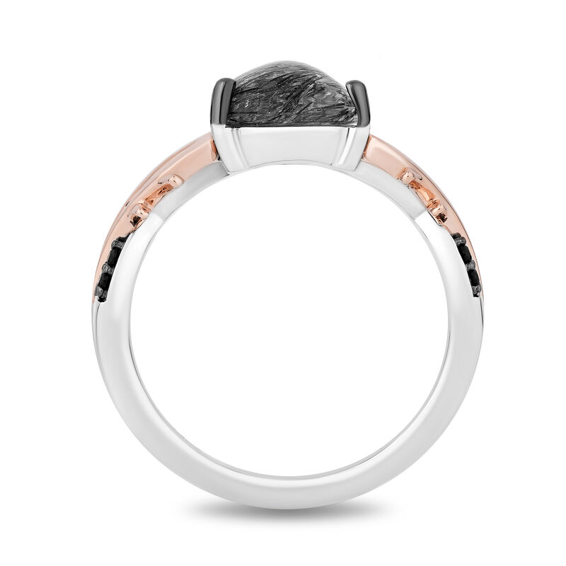 Maleficent Black Rutilated Quartz and Black Diamond Ring in Sterling Silver and 10K Rose Gold &#40;1/5 ct. tw.&#41;