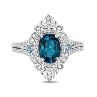 Enchanted Disney Topaz & 1/5 ct. tw. Diamond Cinderella Ring in Sterling Silver