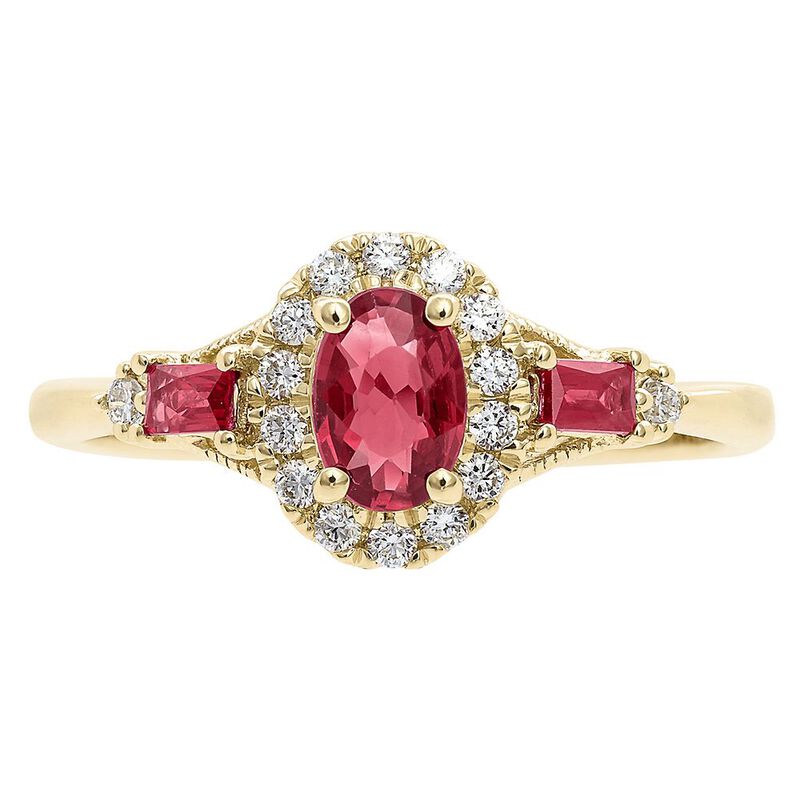 Ruby &amp; 1/7 ct. tw. Diamond Ring in 10K Yellow Gold