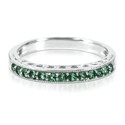 Lab-Created Emerald Stack Ring in Sterling Silver