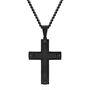 Men&rsquo;s Black Diamond Cross Pendant in Black Carbon Fiber &amp; Black Stainless Steel