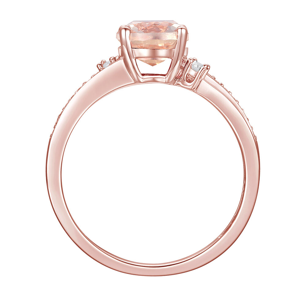 Oval Morganite & Diamond Ring, 10K Rose Gold (1/10 ct. tw.)
