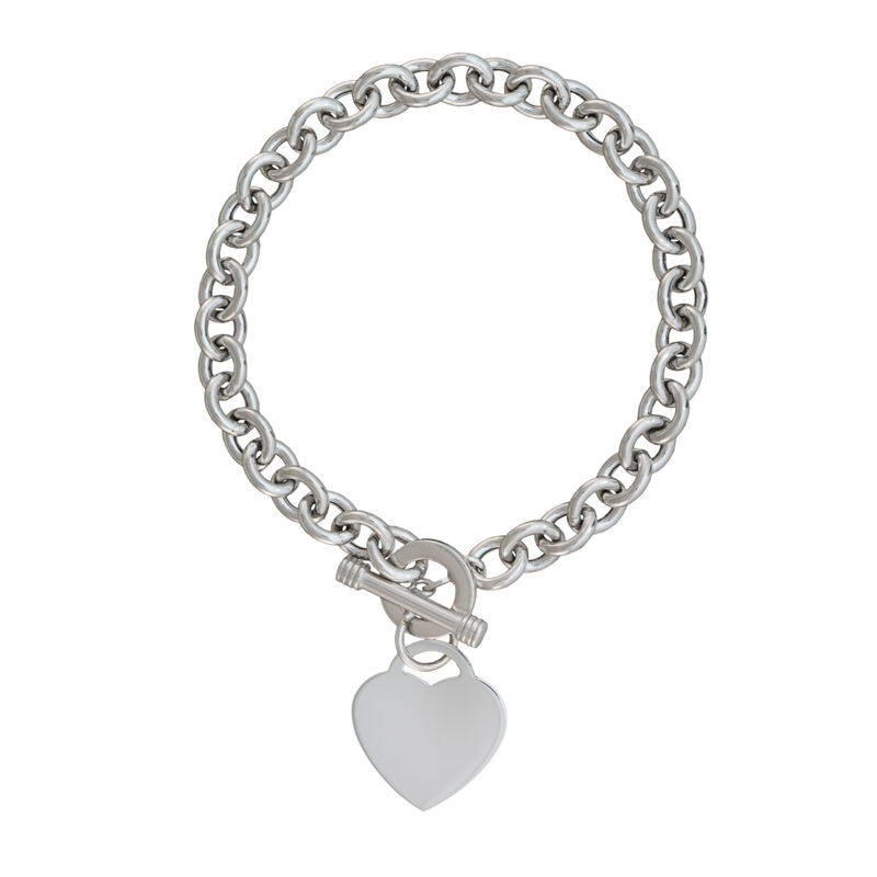 Heart Toggle Bracelet with Rolo Chain in Sterling Silver