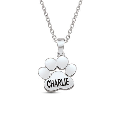 custom paw print pendant with personalized engraving