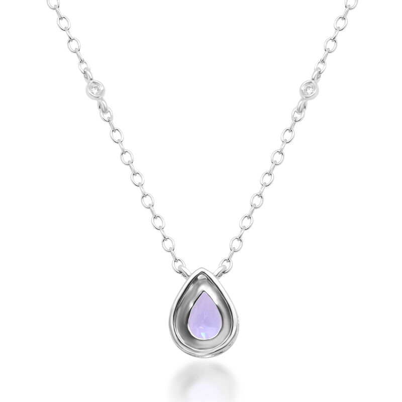Tanzanite and Diamond Accent Pendant with Bezel Setting in Sterling Silver