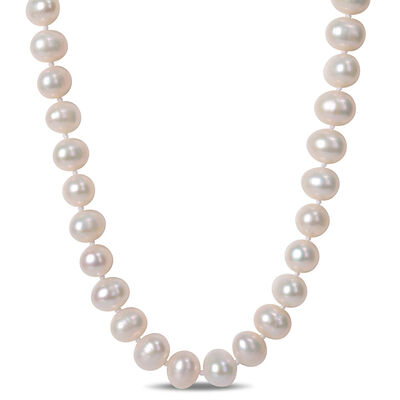 Cultured Freshwater Pearl Necklace in Sterling Silver, 7.5-8mm, 24”