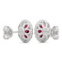 Lab Created Ruby &amp; Moissanite Halo Earrings in 14K White Gold
