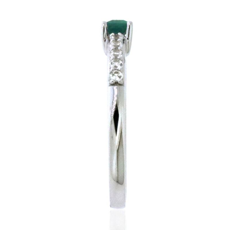 Lab Created Emerald &amp; White Sapphire Stack Ring in Sterling Silver