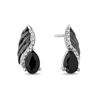 Maleficent Onyx and Diamond Earrings in Sterling Silver (1/10 ct. tw.)