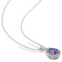 Lab Created Blue and White Sapphire Pear Shaped Set in Sterling Silver