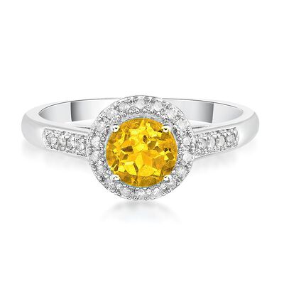 Citrine & 1/8 ct. tw. Diamond Ring in Sterling Silver