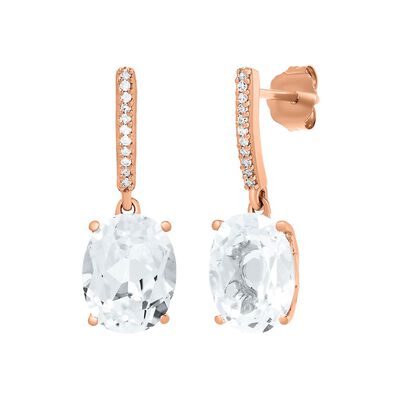 Lab Created White Sapphire Drop Earrings in 10K Rose Gold