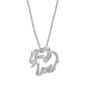 Elephant pendant with Diamond Accent in Sterling Silver
