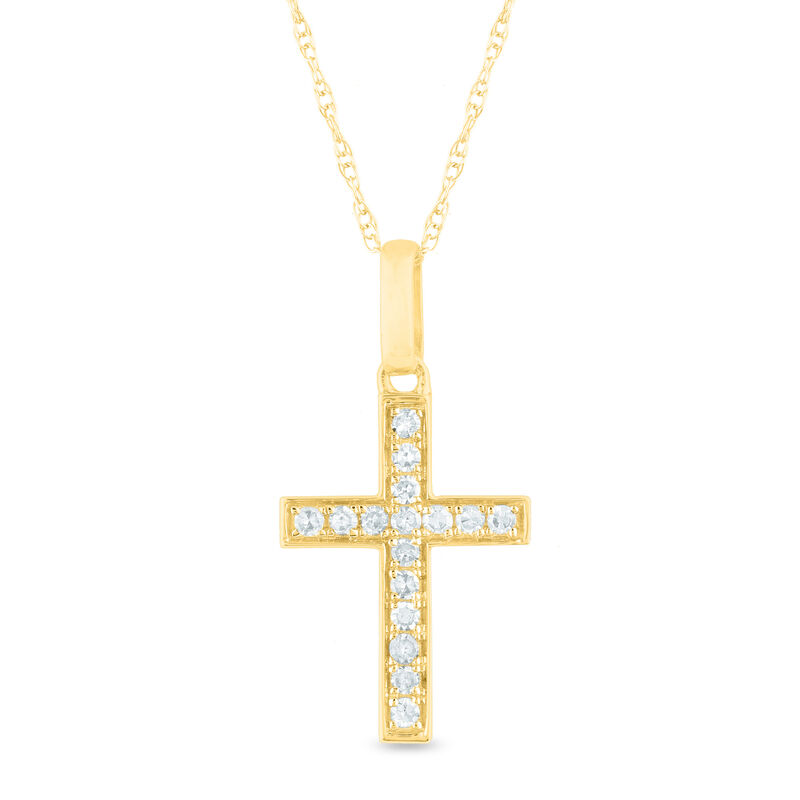 Diamond Cross Pendant in 10K Yellow Gold &#40;1/8 ct. tw.&#41;   