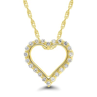 1/10 ct. tw. Diamond Heart Pendant in 10K Yellow Gold