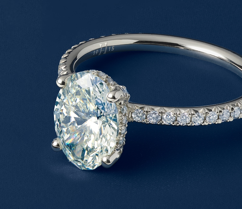 A Helzberg oval engagement ring.