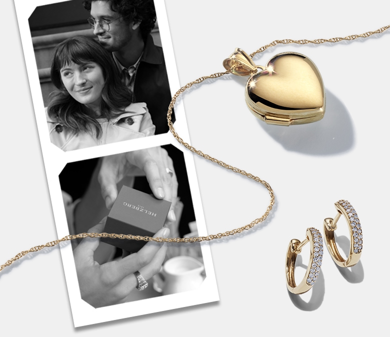 Gold chains on a green box