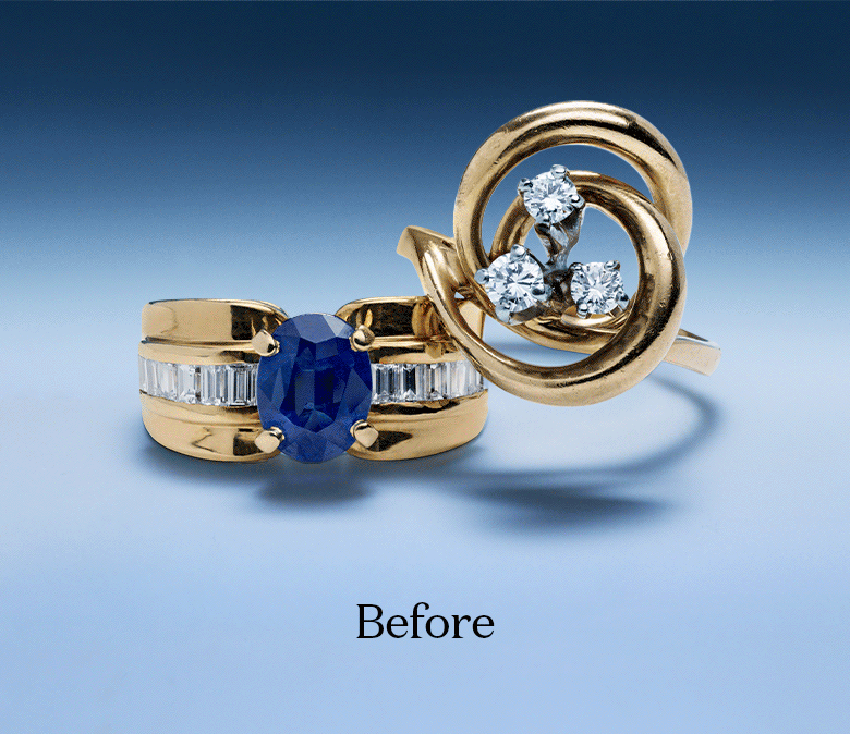 a gif showing the before and after of an oval emerald ring.