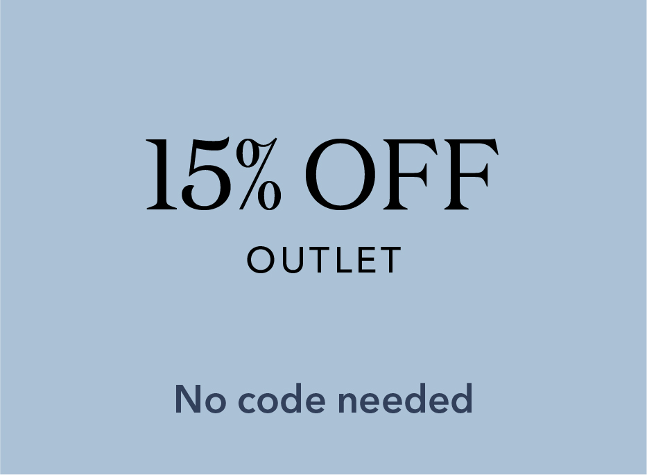 15% off Outlet. No code needed.