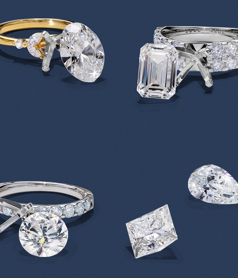 An image of loose diamonds.