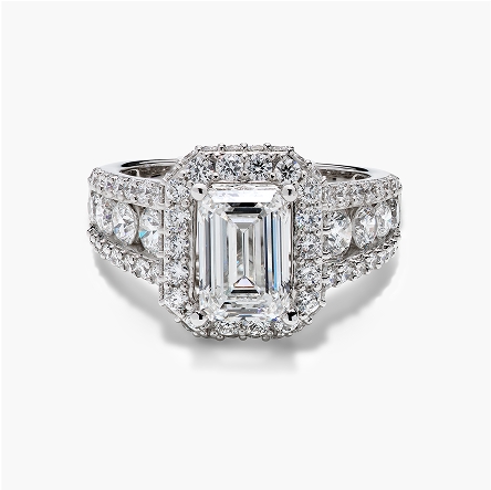 Helzberg Lab Grown Diamonds emerald shaped white gold engagement ring