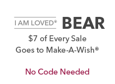 I am loved bear. $7 of every sale goes to Make-A-Wish. No code needed.