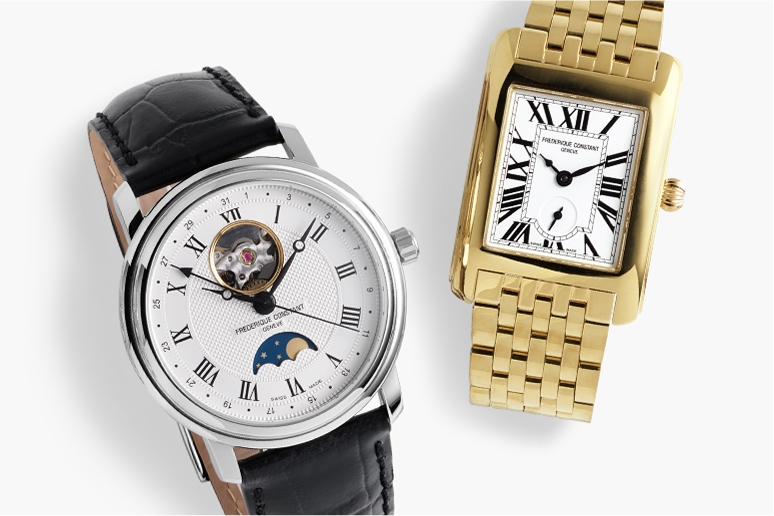 black and silver leather watch and yellow gold metal watch