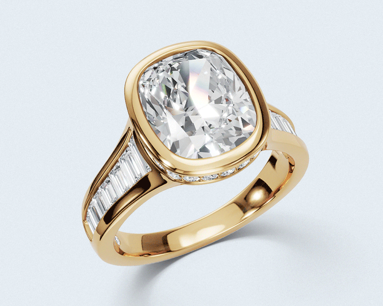 a gif showing custom engagement rings 