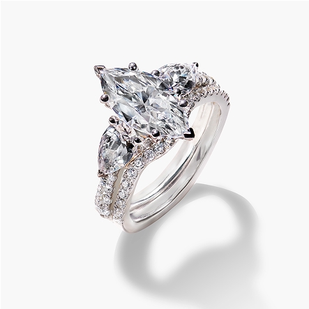 Zac Posen marquise shaped white gold engagement ring
