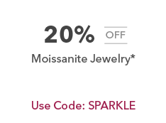 20% off Moissanite jewelry*. Use Code: SPARKLE