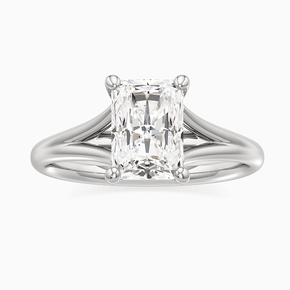 Image of an engagement ring with a split shank band.