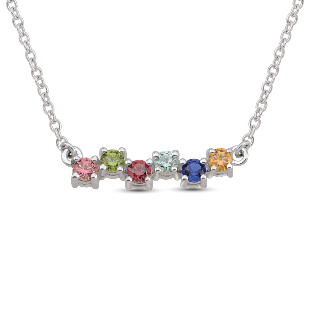 Custom Gemstone Bar Necklace with Staggered Stones
