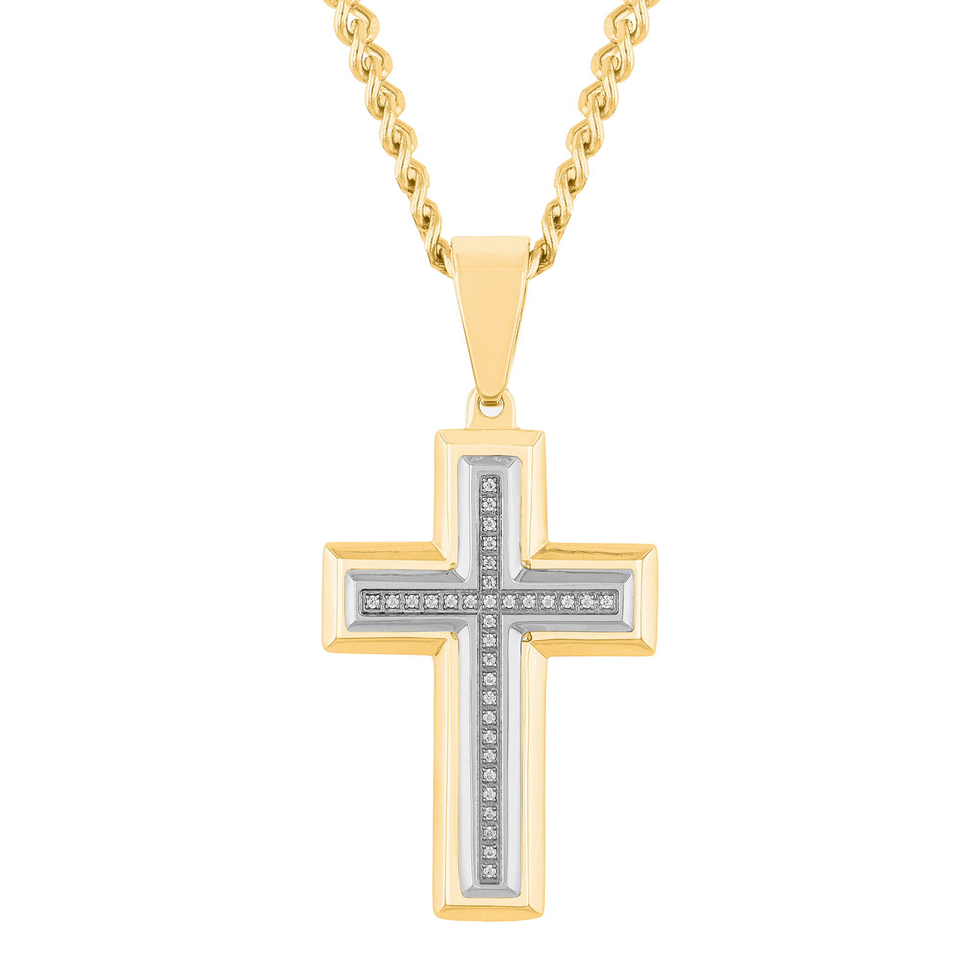 Men's Diamond Cross with Ion-Plated Stainless Steel
