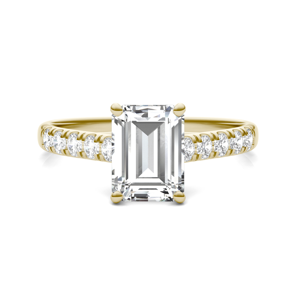 Emerald Cut 4 Carat Moissanite Side Stone Ring main image 1
