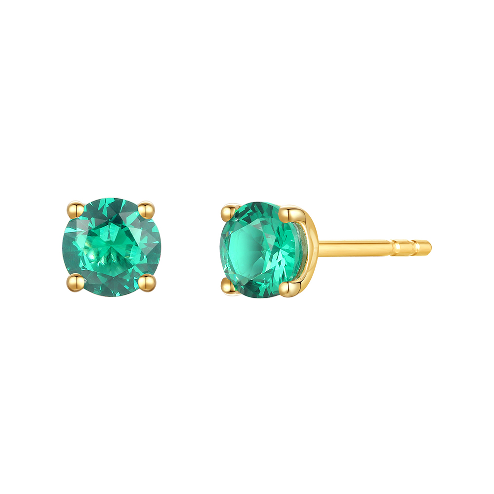 14k Rose Gold Bezel Round Green Emerald Gemstone Stud Earrings 0.75 ct. tw.  - DiamondStuds.com